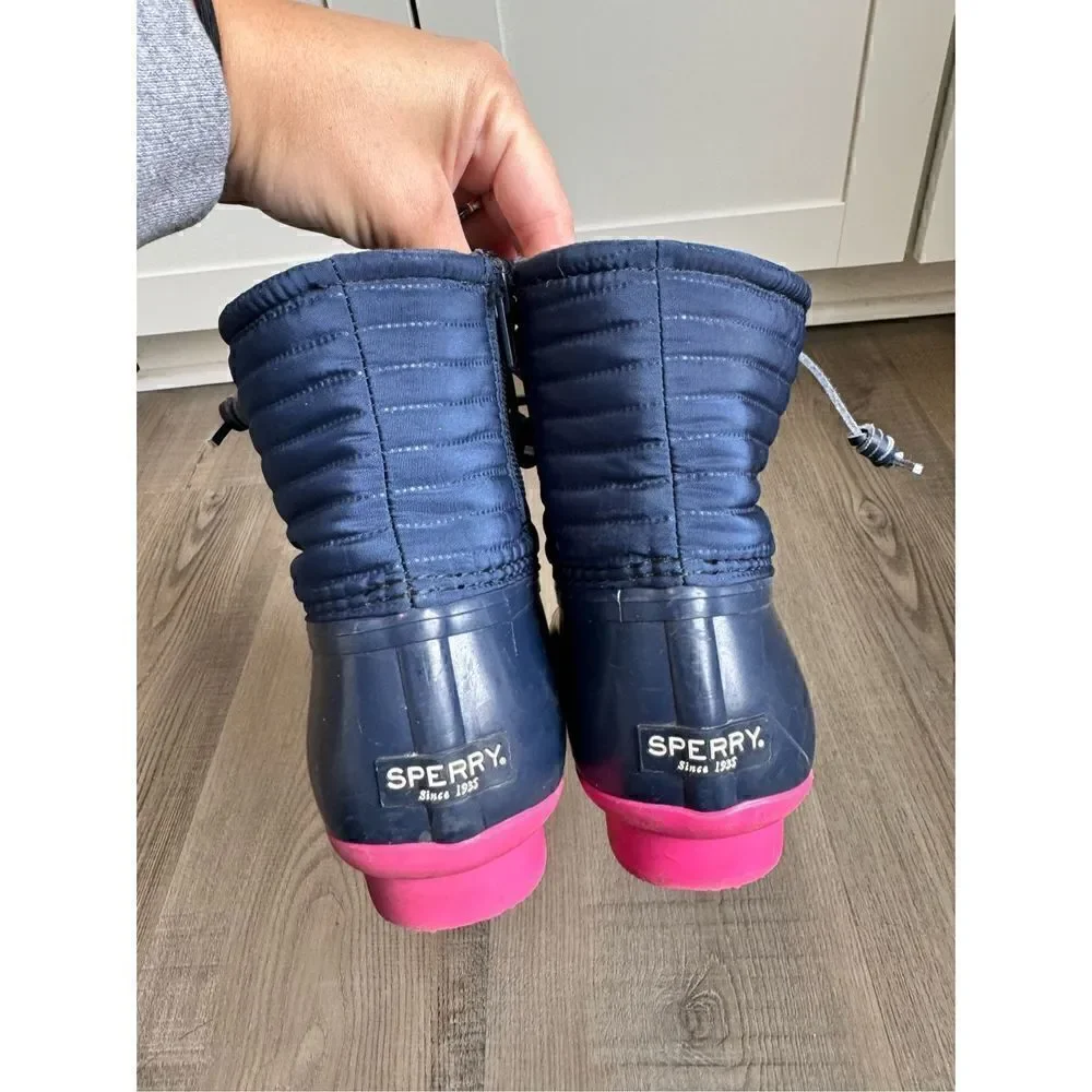 Sperry Girls Saltwater Rain Boot Navy Size 6M Big Kids Rubber Outdoors